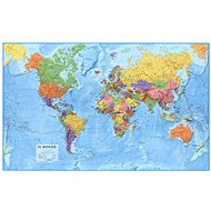 Political World 122x196cm Laminated, Wall Map with Rods - Map