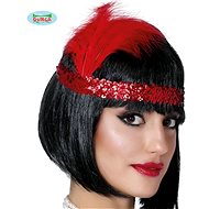 Charleston Headband with Feather Red - Costume Accessory