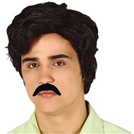 Men's Black Wig with Moustache - Drug Dealer - Wig