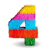 Piñata Number " 4" Coloured - Breakable, 50x35x7,5 cm - Pinata