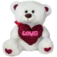 Medvedík so srdcom Love – 30 cm Biely - Plyšová hračka