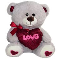 Teddybär mit Herz Love - 30 cm - grau - Kuscheltier