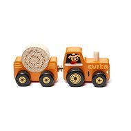 Cubika 15351 - Traktor s vlečkou, drevená skladačka s magnetom, 3 diely - Motorická hračka