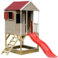 Children' s wooden playhouse Porch with a slide - Children's Playhouse