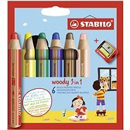 STABILO Woody 3in1 6 Stück Packung mit Anspitzer - Buntstifte