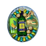 Easter Gift Box Oval with Becherovka, Candle and Sweets 29.5cm - Gift Box