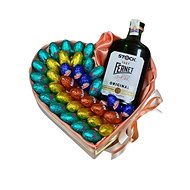 Easter Gift Box in the Shape of a Heart with Fernet and Chocolate Eggs 25cm - Gift Box