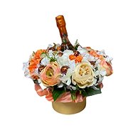 Flower box made of ranunculus orange with Lindt candies and sparkling wine 35 cm - Gift Box