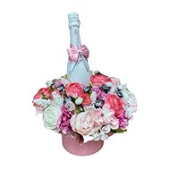 Flower Box Made of Ranunculus Pink Larger With Lindt Candies and Sparkling Wine 47cm - Gift Box