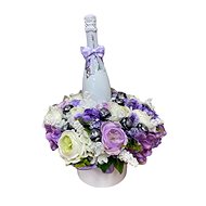 Flower Box Made of Buttercups Purple Larger With Lindt Candies and Sparkling Wine 47cm - Gift Box