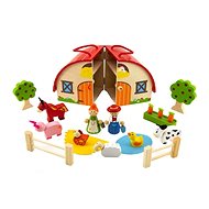 Teddies Wooden Farm House with Accessories 15 pcs - Doll House