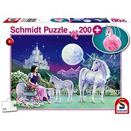 Puzzle - Unicorns, 200 Pieces + Gift (Plush Pendant) - Jigsaw Puzzle