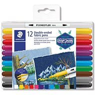STAEDTLER "Design Journey" Textile Markers, 12 Different Colours, Double-sided - Felt Tip Pens