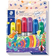 STAEDTLER Gel Wax Pencils "Noris Club", 6 Glitter Colours - Wax Crayons