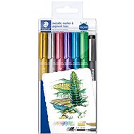 STAEDTLER Díszítő filctoll, 6 különböző fémes szín + 1 fekete filctoll, 1-2 mm - Jelölőfilc
