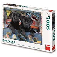 Puppies in the Case 500 Puzzle - Jigsaw Puzzle