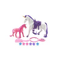 Teddies Unicorn Horse Grooming with Saddle with Foal - Figure