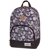 School Backpack Classic Black & white flowers - School Backpack