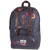 School Backpack City grey denim flowers - School Backpack