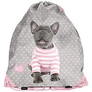 Puppy back bag grey-pink - Drawstring Bag