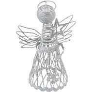 Anděl 15cm stříbrný metal s hvězdou - Vánoční dekorace