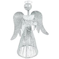 Anděl 30cm stříbrný metal s lyrou - Vánoční dekorace