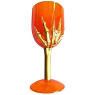 GUIRCA Oranžový pohár s rukou kostlivce 18 cm - Halloween - Glass