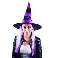 Klobúk čarodejnice s vlasmi – halloween - Doplnok ku kostýmu
