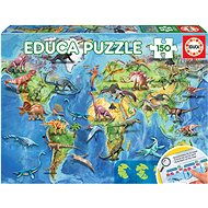 Educa Puzzle World Map with Dinosaurs 150 pieces - Jigsaw Puzzle