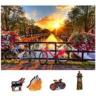 Wooden city Drevené puzzle Bicykle v Amsterdame 2 v 1, 150 dielikov eko - Puzzle