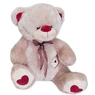 Grey Bear with Bow - Red Ears - 50cm - Soft Toy