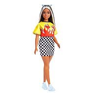 Barbie Modell - Tüzes póló és kockás szoknya - Játékbaba