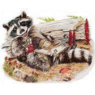 Painting by Numbers - Raccoon with Chocolate (Holly Simental), 40x50 cm, stretched canvas on frame - Painting by Numbers