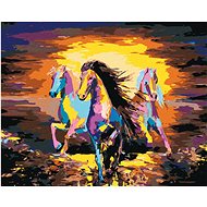 Painting by Numbers - Colorful Herd of Horses, 80x100 cm, stretched canvas on frame - Painting by Numbers