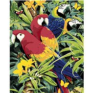 Painting by Numbers - Colored Parrots (Howard Robinson), 80x100 cm, stretched canvas on frame - Painting by Numbers