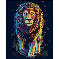 Painting by Numbers - Colored Lion Portrait, 80x100 cm, without frame and without canvas shut off - Painting by Numbers