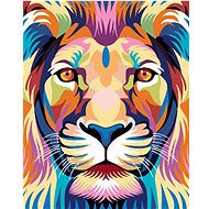 Painting by Numbers - Colourful lion with a fixed gaze, 40x50 cm, stretched canvas on frame - Painting by Numbers