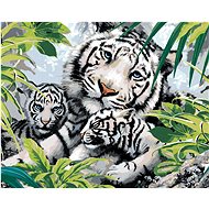Painting by Numbers - White Tiger and Two Cubs (Howard Robinson), 40x50 cm, stretched canvas on fram - Painting by Numbers
