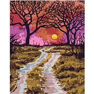 Painting by Numbers - Path to Autumn and Sunset, 80x100 cm, stretched canvas on frame - Painting by Numbers