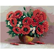 Painting by numbers - Red flowers in a brown vase, 40x50 cm, stretched canvas on frame - Painting by Numbers