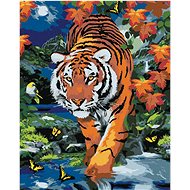 Painting by Numbers - Lurking Tiger and Full Moon (Howard Robinson), 40x50 cm, stretched canvas on f - Painting by Numbers