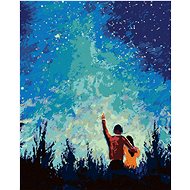 Painting by Numbers - Starry Night and Young Couple, 40x50 cm, stretched canvas on frame - Painting by Numbers