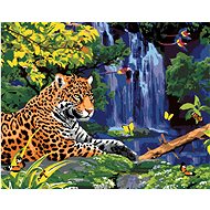 Painting by Numbers - Jaguar at the Waterfall and Parrots (Howard Robinson), 40x50 cm, stretched can - Painting by Numbers