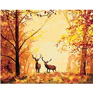 Painting by numbers - Deer in the forest, 80x100 cm, without frame and without turning off the canva - Painting by Numbers