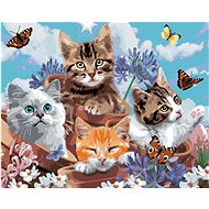 Painting by numbers - Cats in pots and butterflies (Howard Robinson), 40x50 cm, stretched canvas on - Painting by Numbers