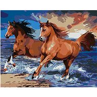 Painting by Numbers - Horses on a Sandy Beach (Howard Robinson), 80x100 cm, unframed and unmounted - Painting by Numbers