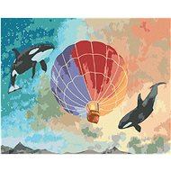 Painting by Numbers - Killer Whales and Hot Air Balloon, 80x100 cm, off canvas on frame - Painting by Numbers