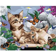 Painting by Numbers - Kittens, Butterflies and Peonies (Howard Robinson), 80x100 cm, stretched canva - Painting by Numbers