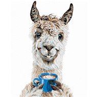 Painting by Numbers - Llama and Coffee (Holly Simental), 80x100 cm, stretched canvas on frame - Painting by Numbers