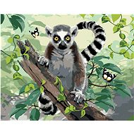 Painting by Numbers - Lemur and Butterflies (Howard Robinson), 80x100 cm, stretched canvas on frame - Painting by Numbers